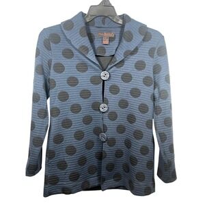 Pleats Collection‎ Quilted Polka Dot Jacket Blue Black Button Front small